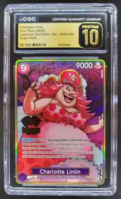 2025 ONE PIECE CHARLOTTE LINLIN SUPER RARE CGC 10 PRISTINE OP08-069 PT - Image 1