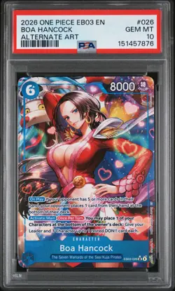 2026 ONE PIECE EB03-ONE PIECE HEROINES EDITION ALT ART #026 BOA HANCOCK PSA 10 - Image 1
