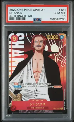 2022 ONE PIECE JAPANESE OP01-ROMANCE DAWN ALTERNATE ART #120 SHANKS PSA 10 - Image 1