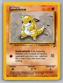 Sandshrew Base Set 2 #091/130 Common Pokemon Card - Image 1