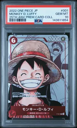 2022 ONE PIECE JPN 25TH ANV PREMIUM CARD COLL #001 MONKEY D. LUFFY PSA 10 - Image 1