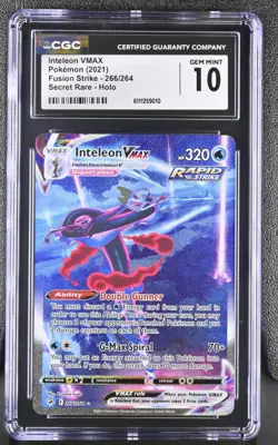 CGC 10 Fusion Strike Inteleon VMAX Alternate Art 266/264 Pokemon Card psa - Image 1