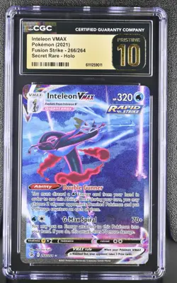 CGC 10 PRISTINE Fusion Strike Inteleon VMAX Alt Art 266/264 Pokemon Card psa - Image 1
