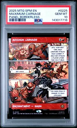 2025 MTG MARVEL'S SPIDER-MAN PANEL BORDERLESS #0225 MAXIMUM CARNAGE PSA 10 - Image 1