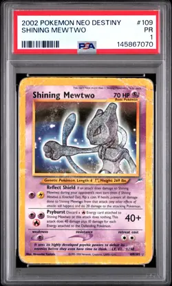 2002 POKEMON NEO DESTINY #109 SHINING MEWTWO PSA 1 - Image 1
