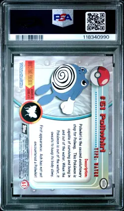 1999 TOPPS POKEMON TV #61 POLIWHIRL PSA 7 - Image 2