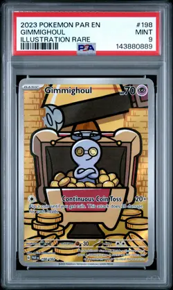 2023 POKEMON PAR EN-PARADOX RIFT ILLUSTRATION RARE #198 GIMMIGHOUL PSA 9 - Image 1