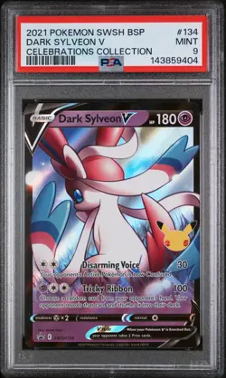 2021 POKEMON SWSH PROMO CELEBRATIONS COLLECTION #134 DARK SYLVEON V PSA 9 - Image 1