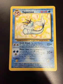 Pokemon Vaporeon Jungle Rare Regular 80 HP 28/64 1999 Nintendo English Card - Image 1