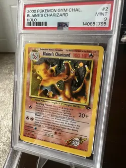 2000 Pokemon Gym Challenge Blaine’s Charizard Holo PSA 9 Mint - Image 1
