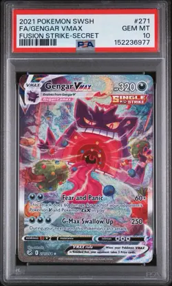 Pokemon 2021 Gengar VMAX 271/264 Alt Art Fusion Strike GEM MINT PSA 10 - Image 1