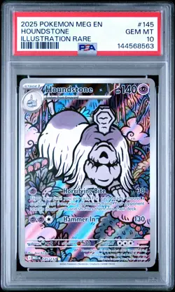 2025 POKEMON MEG EN-MEGA EVOLUTION ILLUSTRATION RARE #145 HOUNDSTONE PSA 10 - Image 1
