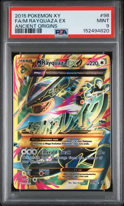 2015 POKEMON XY ANCIENT ORIGINS #98 FULL ART/M RAYQUAZA EX PSA 9 - Image 1