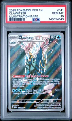 2025 POKEMON MEG EN-MEGA EVOLUTION ILLUSTRATION RARE #141 CLAWITZER PSA 10 - Image 1
