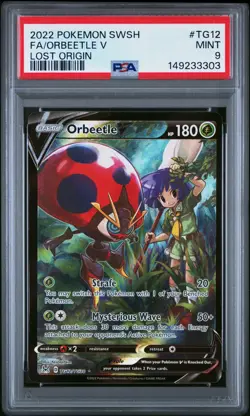 2022 POKEMON SWORD & SHIELD LOST ORIGIN #TG12 FULL ART/ORBEETLE V PSA 9 - Image 1
