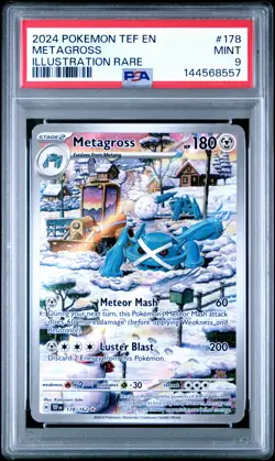 2024 POKEMON TEF EN-TEMPORAL FORCES ILLUSTRATION RARE #178 METAGROSS PSA 9 - Image 1