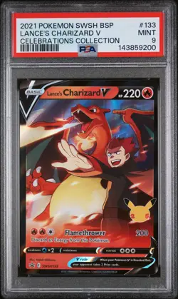 2021 POKEMON SWSH PROMO CELEBRATIONS COLLECTION LANCE'S CHARIZARD V PSA 9 - Image 1