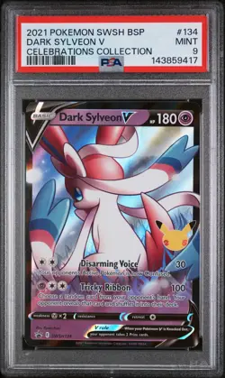 2021 POKEMON SWSH PROMO CELEBRATIONS COLLECTION #134 DARK SYLVEON V PSA 9 - Image 1
