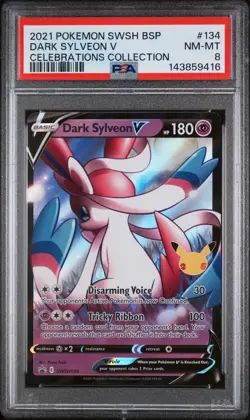 2021 POKEMON SWSH PROMO CELEBRATIONS COLLECTION #134 DARK SYLVEON V PSA 8 - Image 1