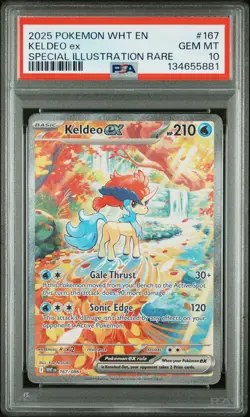 2025 POKEMON WHT EN-WHITE FLARE SPECIAL ILLUSTRATION RARE #167 KELDEO EX PSA 10 - Image 1