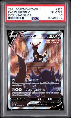 2021 POKEMON SWORD & SHIELD EVOLVING SKIES #189 FULL ART/UMBREON V PSA 10 - Image 1