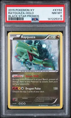 2015 POKEMON XY BLACK STAR PROMO RAYQUAZA XY64 HOLO PSA 8 NM - Image 1