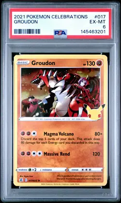 2021 POKEMON CELEBRATIONS #017 GROUDON PSA 6 - Image 1