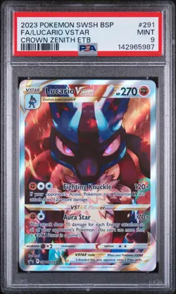 2023 POKEMON SWSH CROWN ZENITH ELITE TRAINER BOX FULL ART/LUCARIO VSTAR PSA 9 - Image 1