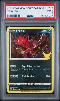 2021 POKEMON CELEBRATIONS #019 YVELTAL PSA 9 - Image 1