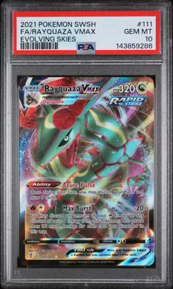 2021 POKEMON SWORD & SHIELD EVOLVING SKIES #111 FULL ART/RAYQUAZA VMAX PSA 10 - Image 1