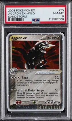 2003 POKEMON EX SANDSTORM #95 AGGRON EX-HOLO PSA 8 - Image 1