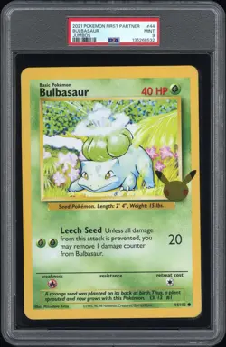 2021 POKEMON FIRST PARTNER JUMBO #44 BULBASAUR PSA 9 - Image 1