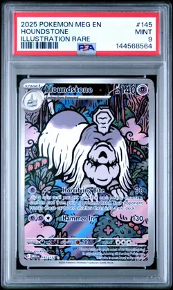 2025 POKEMON MEG EN-MEGA EVOLUTION ILLUSTRATION RARE #145 HOUNDSTONE PSA 9 - Image 1