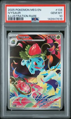 POKEMON 2025 IVYSAUR ILLUSTRATION RARE MEGA EVOLUTION #134 PSA 10 - Image 1