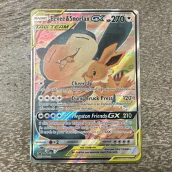 Pokemon Eevee & Snorlax GX TAG TEAM Full Art Promo Holo SM169 SM 2019 - Image 1