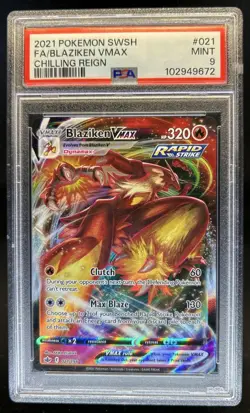 2021 Pokemon SWSH Chilling Reign Blaziken VM Full Art #021/198 PSA 9 - Image 1