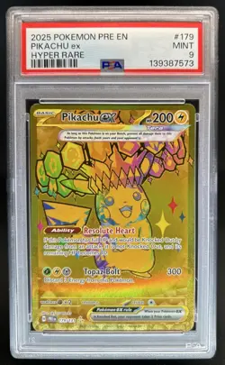 2025 Pokemon Prismatic Evolutions Pikachu ex #179/131 PSA 9 - Image 1