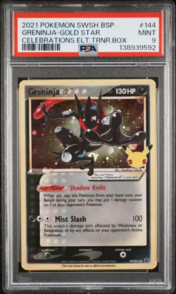 2021 POKEMON SWSH CELEBRATIONS ELITE TRAINER BOX GRENINJA-GOLD STAR PSA 9 - Image 1