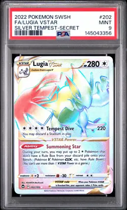 2022 POKEMON SWORD & SHIELD SILVER TEMPEST SECRET FULL ART/LUGIA VSTAR PSA 9 - Image 1