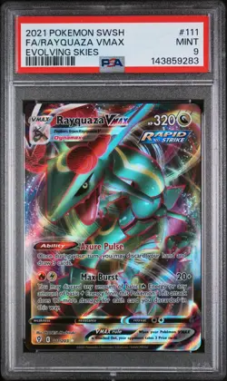2021 POKEMON SWORD & SHIELD EVOLVING SKIES #111 FULL ART/RAYQUAZA VMAX PSA 9 - Image 1