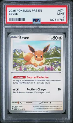 2025 POKEMON PRE EN-PRISMATIC EVOLUTIONS #074 EEVEE PSA 9 - Image 1