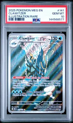 2025 POKEMON MEG EN-MEGA EVOLUTION ILLUSTRATION RARE #141 CLAWITZER PSA 10 - Image 1