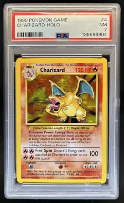 1999 Pokemon Unlimited Charizard Rare Holo #4/102 PSA 7 - Image 1