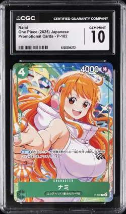 2025 ONE PIECE JPN PROMO CARDS #P-102 NAMI CGC 10 GEM MINT - Image 1