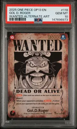 2025 ONE PIECE OP13-CARRYING ON HIS WILL ALT ART #118 GOL D. ROGER PSA 10 - Image 1
