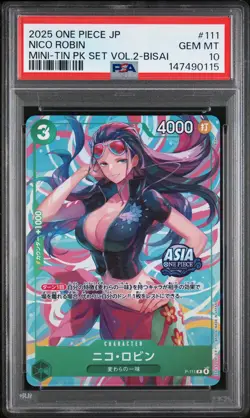 2025 ONE PIECE JAPANESE MINI-TIN PACK SET VOL.2 BISAI #111 NICO ROBIN PSA 10 - Image 1