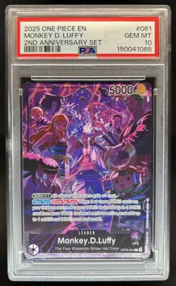 2025 One Piece 2nd Anniversary Monkey D Luffy #OP09-061 PSA 10 GEM MINT - Image 1