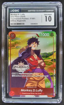 2024 ONE PIECE MONKEY D. LUFFY TOURNAMENT PROMO P-001 CGC 10 PT - Image 1