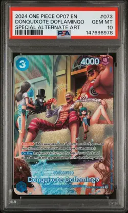 2024 ONE PIECE OP07-500 YEARS IN THE FUTURE #073 DONQUIXOTE DOFLAMINGO PSA 10 - Image 1