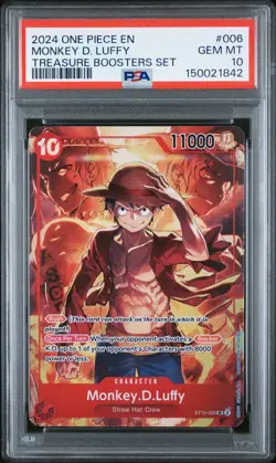 2024 ONE PIECE PROMOS TREASURE BOOSTERS SET #006 MONKEY D. LUFFY PSA 10 - Image 1